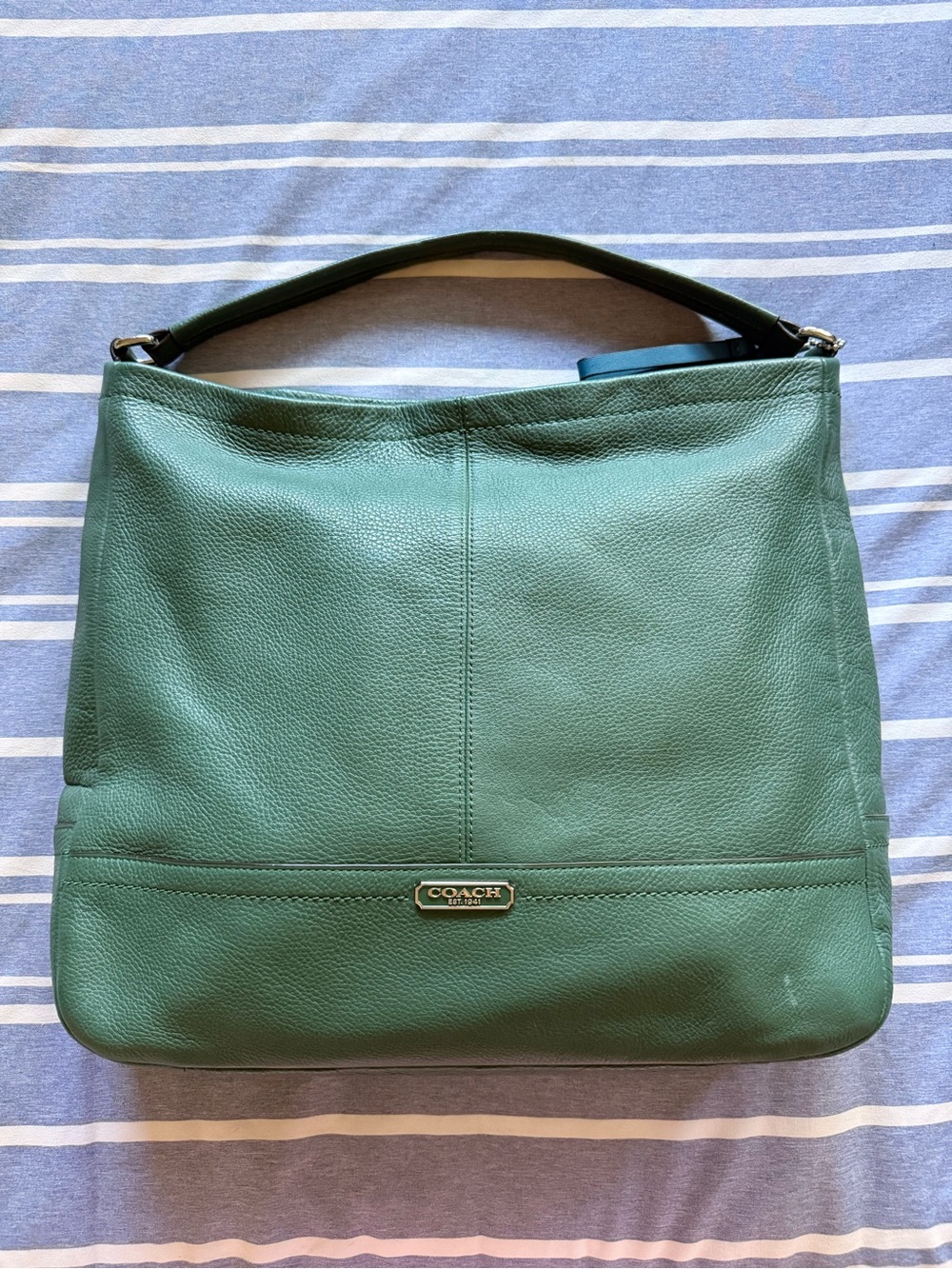 Coach Green Pebbled Leather Brooke Shoulder Hobo